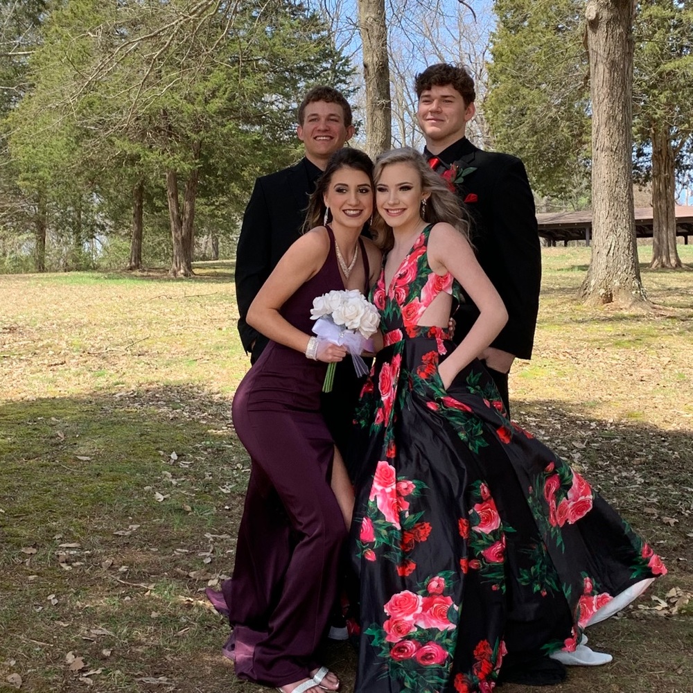 Jovani Flower Printed Prom Dress - Picture 3 of 4